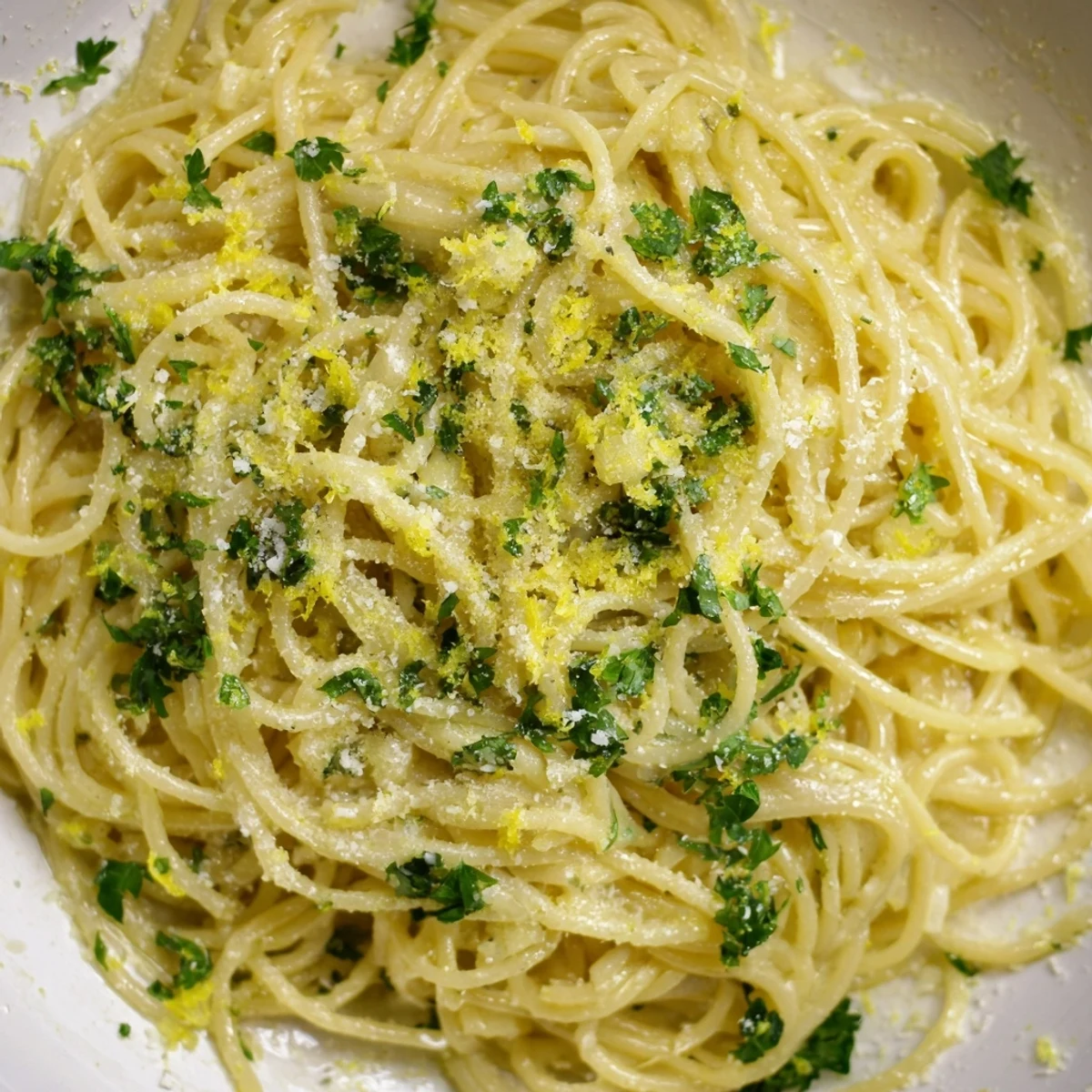 Steaming plate of one pot garlic butter pasta featuring aromatic garlic and silky buttery coating
