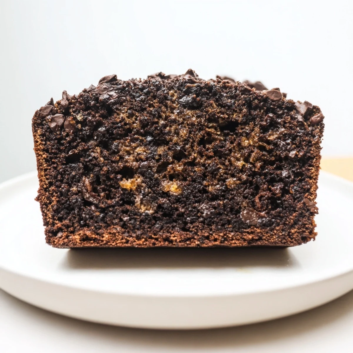 Freshly baked chocolate espresso banana bread cooling on wire rack with rich cocoa swirls visible