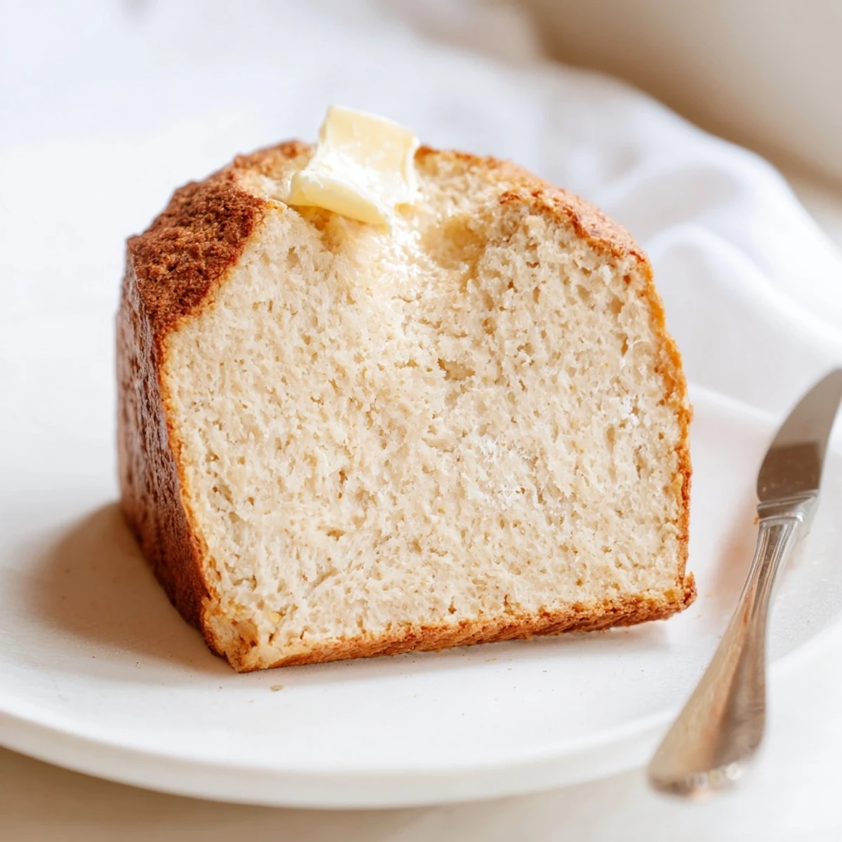 Homemade zero carb yogurt bread sandwich filled with fresh lettuce and tomato slices