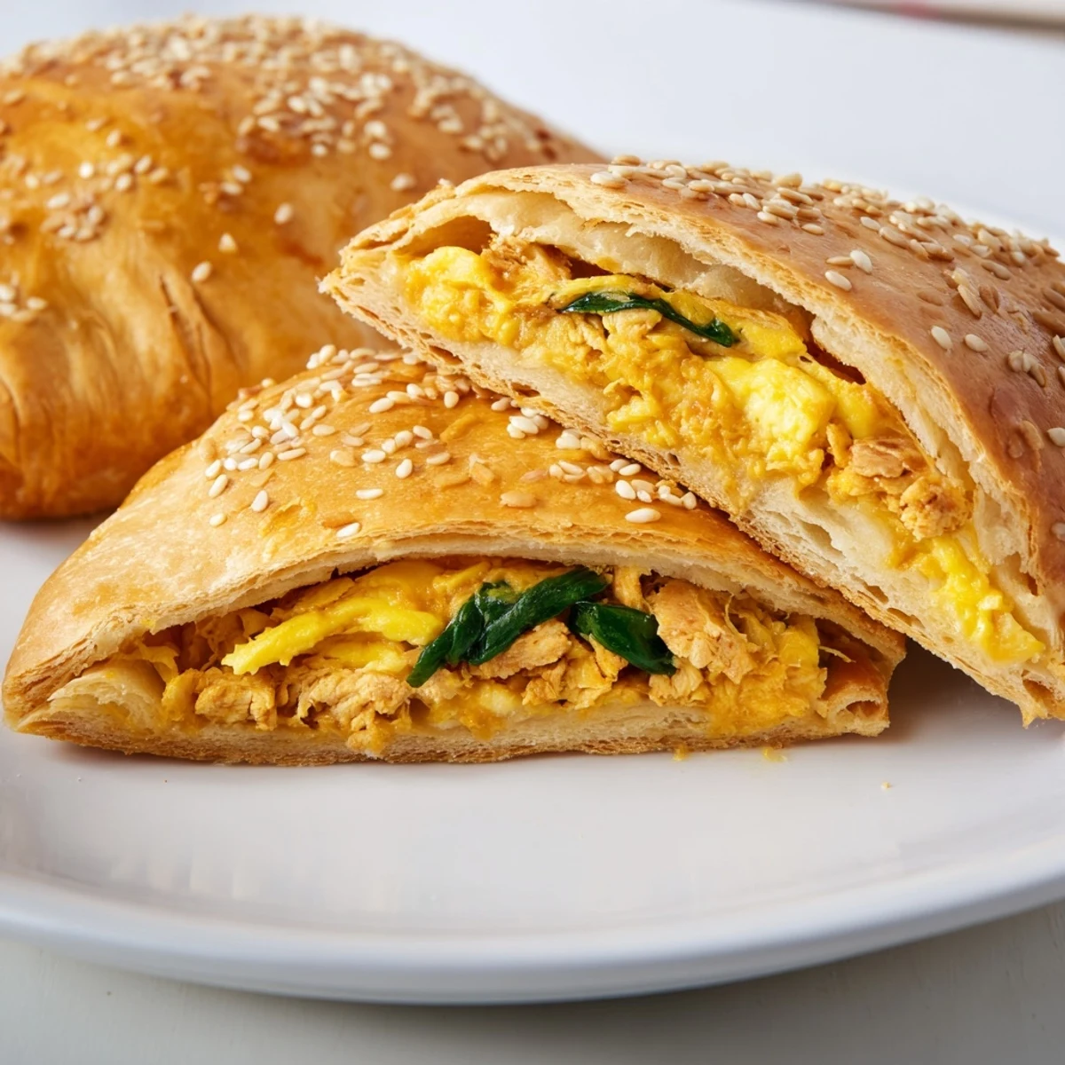 Golden brown high protein breakfast hot pockets with melted cheese and whole wheat crust
