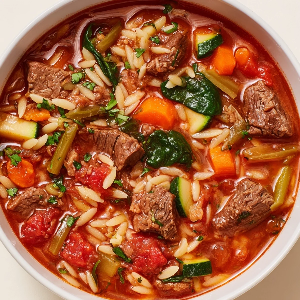 Hearty Beef And Orzo Soup