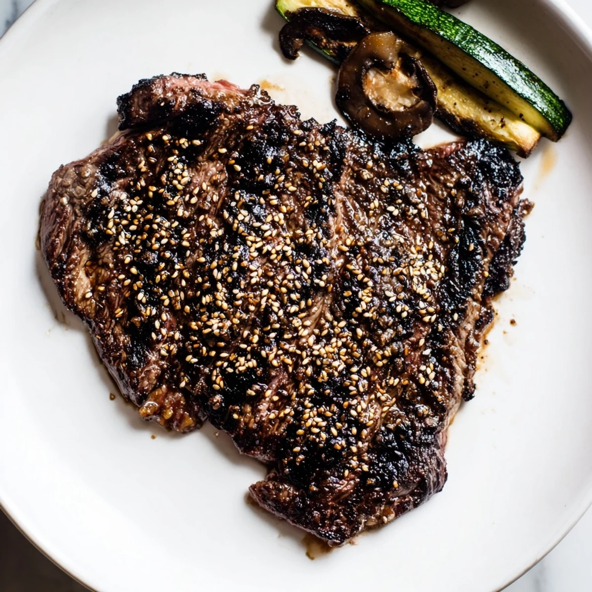 Thinly sliced Beef Yakiniku caramelized to perfection alongside colorful bell peppers and zucchini