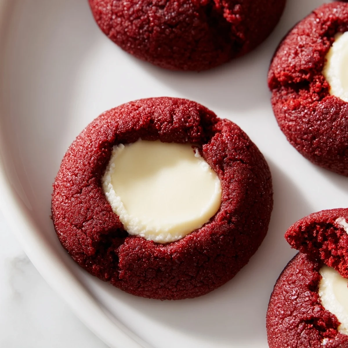 Red Velvet Thumbprint Cookies