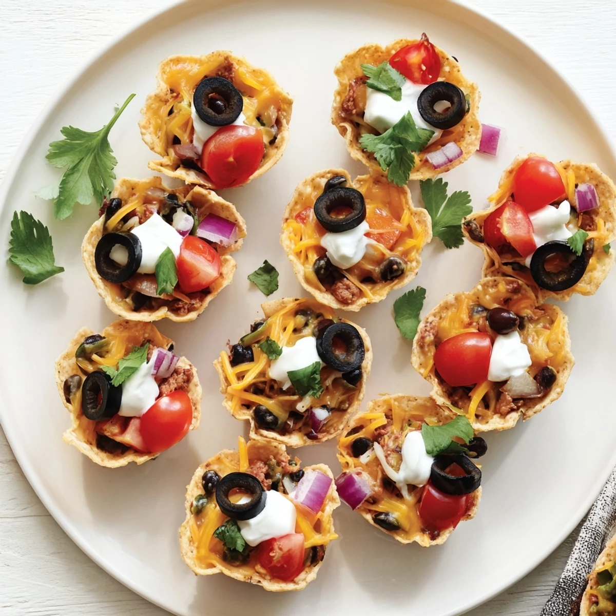 Crispy tortilla cups overflowing with gooey Monterey Jack cheese beans and zesty jalapeño slices