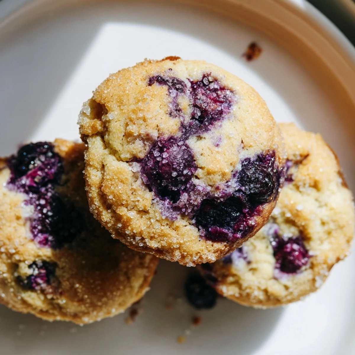 Cake-like blueberry muffin cookies studded with fresh berries and sprinkled with crunchy turbinado sugar