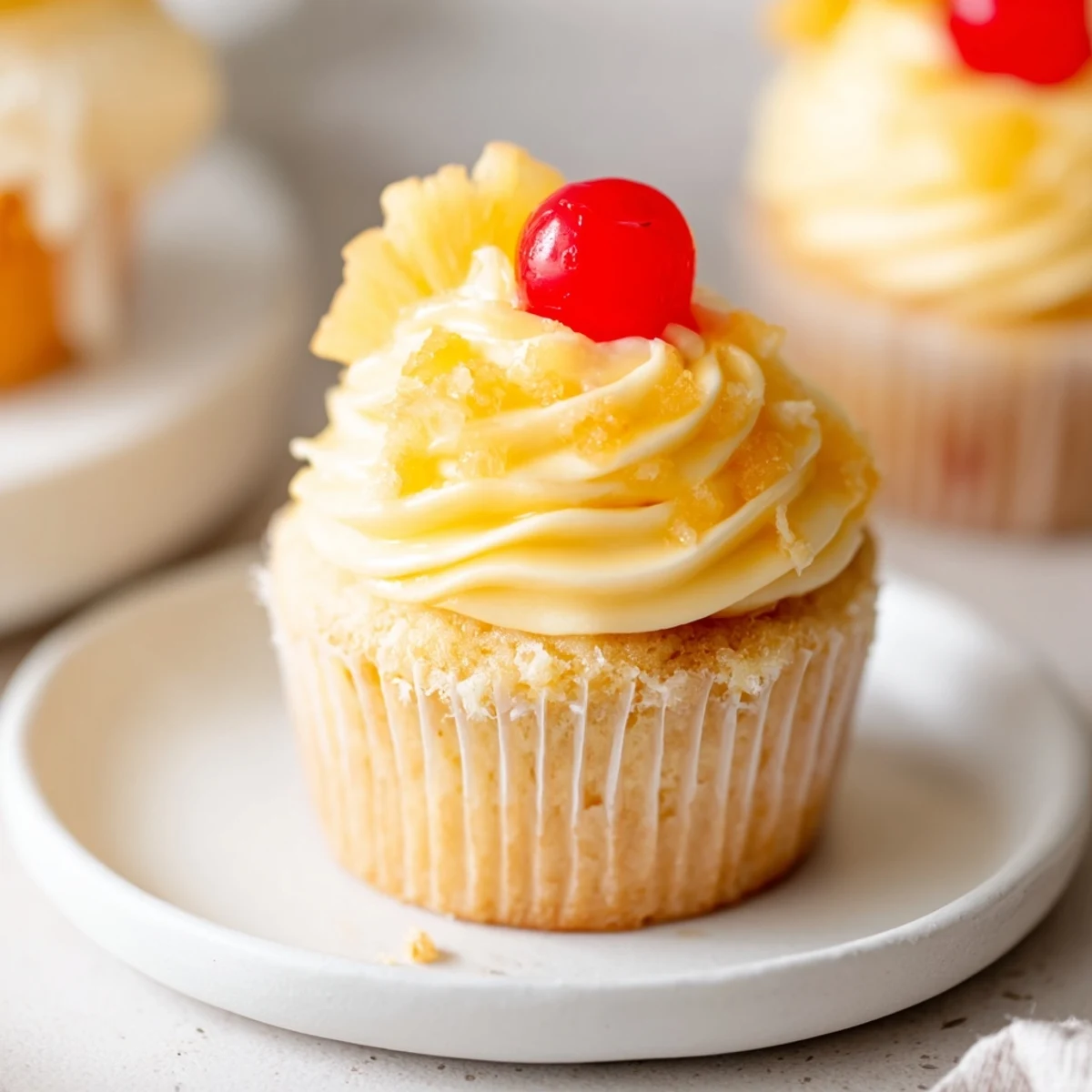 Dole Whip Cupcakes Recipe: fluffy pineapple cupcakes topped with creamy yellow frosting