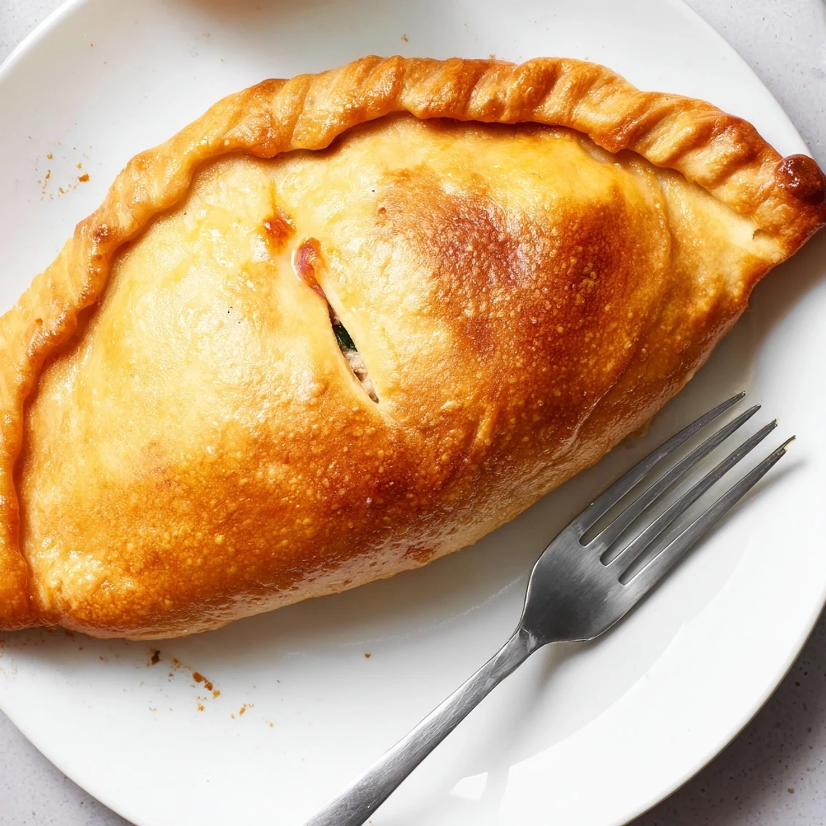 Crispy Cheesy Chicken Alfredo Air Fryer Calzones with golden crust, gooey filling