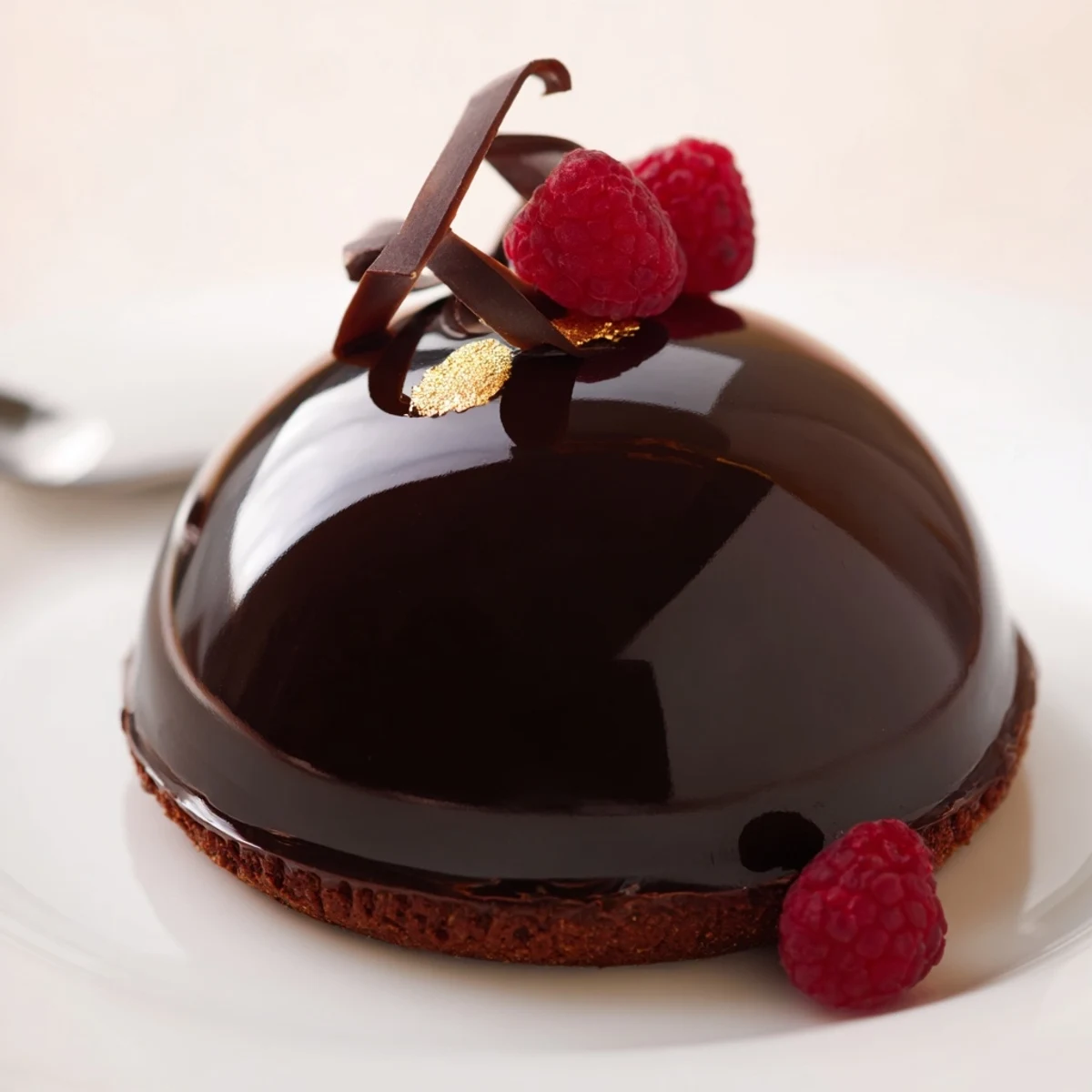 On a wire rack, Elegant Chocolate Mascarpone Dome Dessert With Glossy Shells await glazing