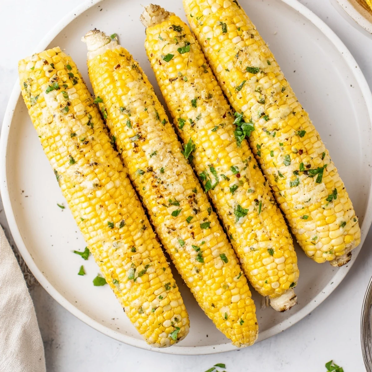 Smoky Garlic Parmesan Corn On The Cob served hot with lemon wedge for squeezing