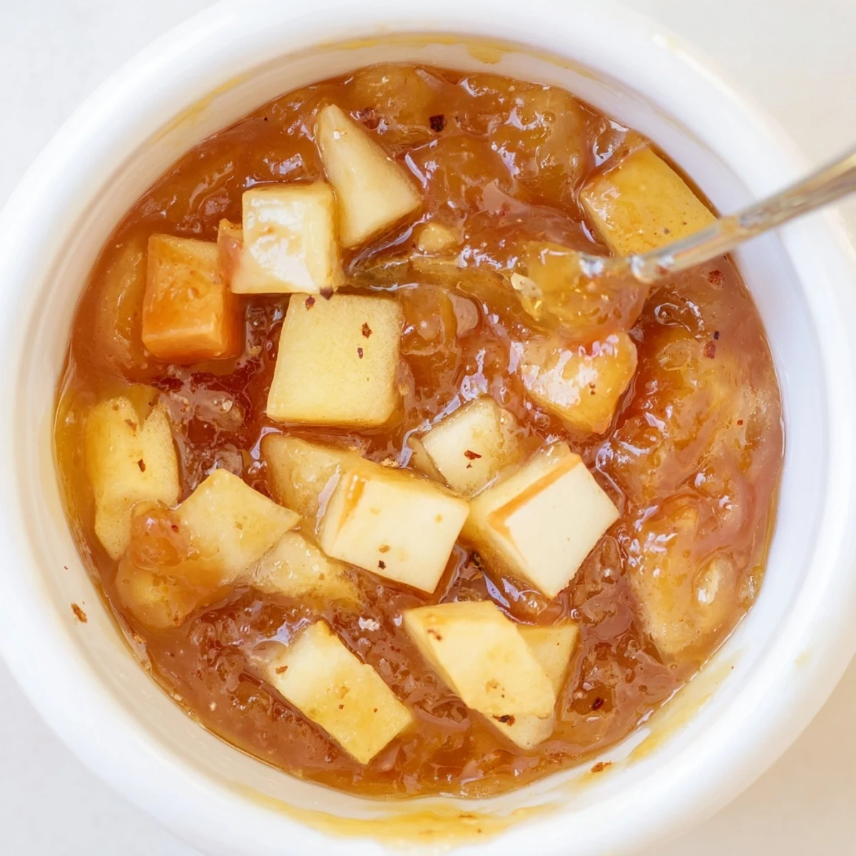 Homemade Fall Caramel Apple Jam on toast, buttery caramel aroma wafting