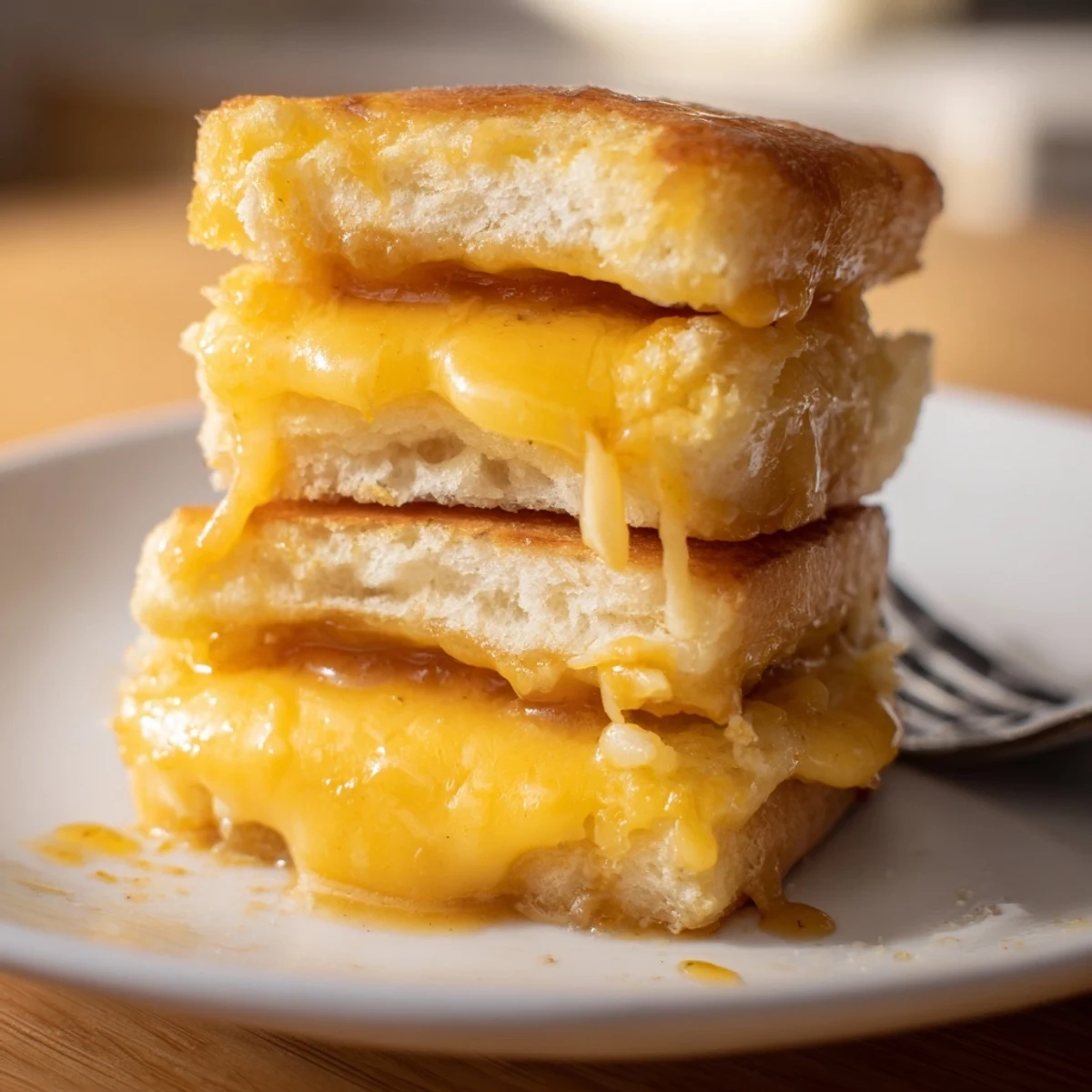 Tray of Mini Grilled Cheese Hawaiian Rolls, crispy edges and melty centers