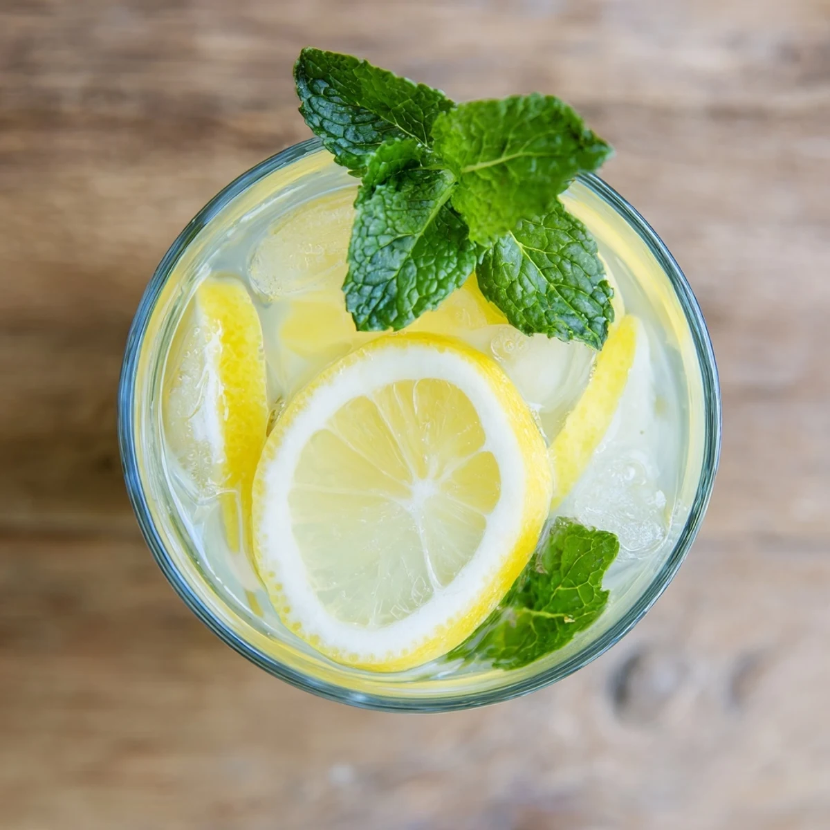 Refreshing lemonade recipe displayed in a mason jar with mint sprigs and citrus garnish on wooden table
