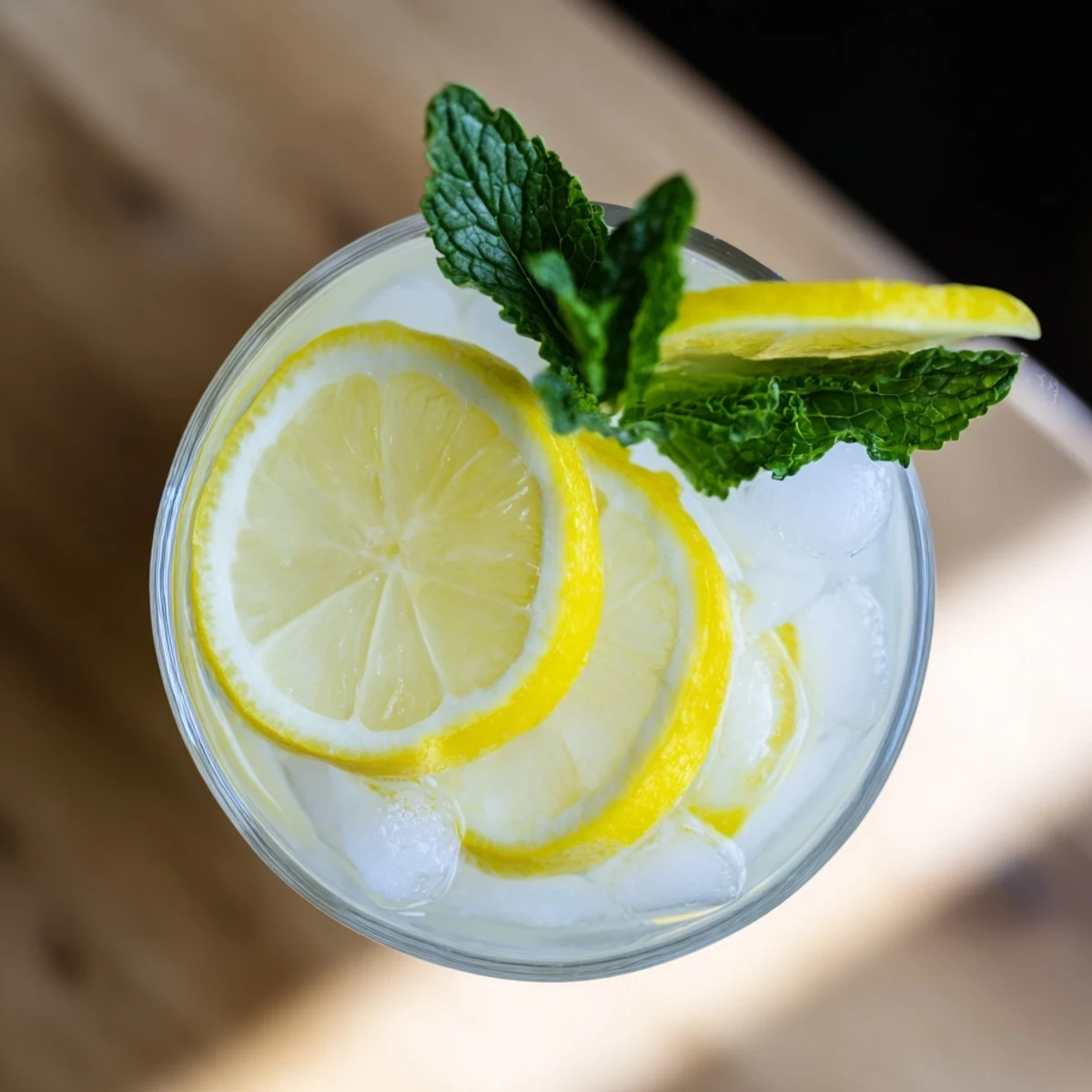 Classic lemonade drink poured over ice in a tall glass with lemon wedge garnish for summer gatherings