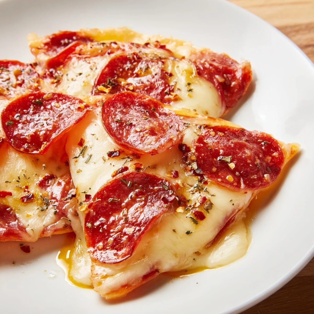 Savory low-carb pepperoni cheese chips arranged on a platter, ready for party dipping
