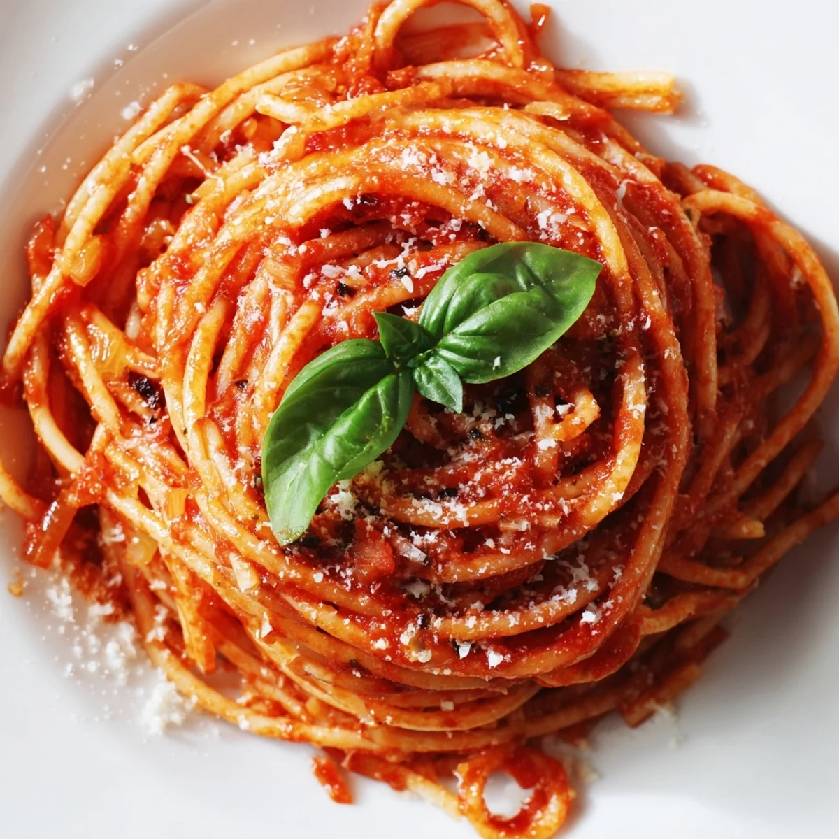 Steaming bowl of classic Italian pasta recipe topped with grated Parmesan and aromatic herbs
