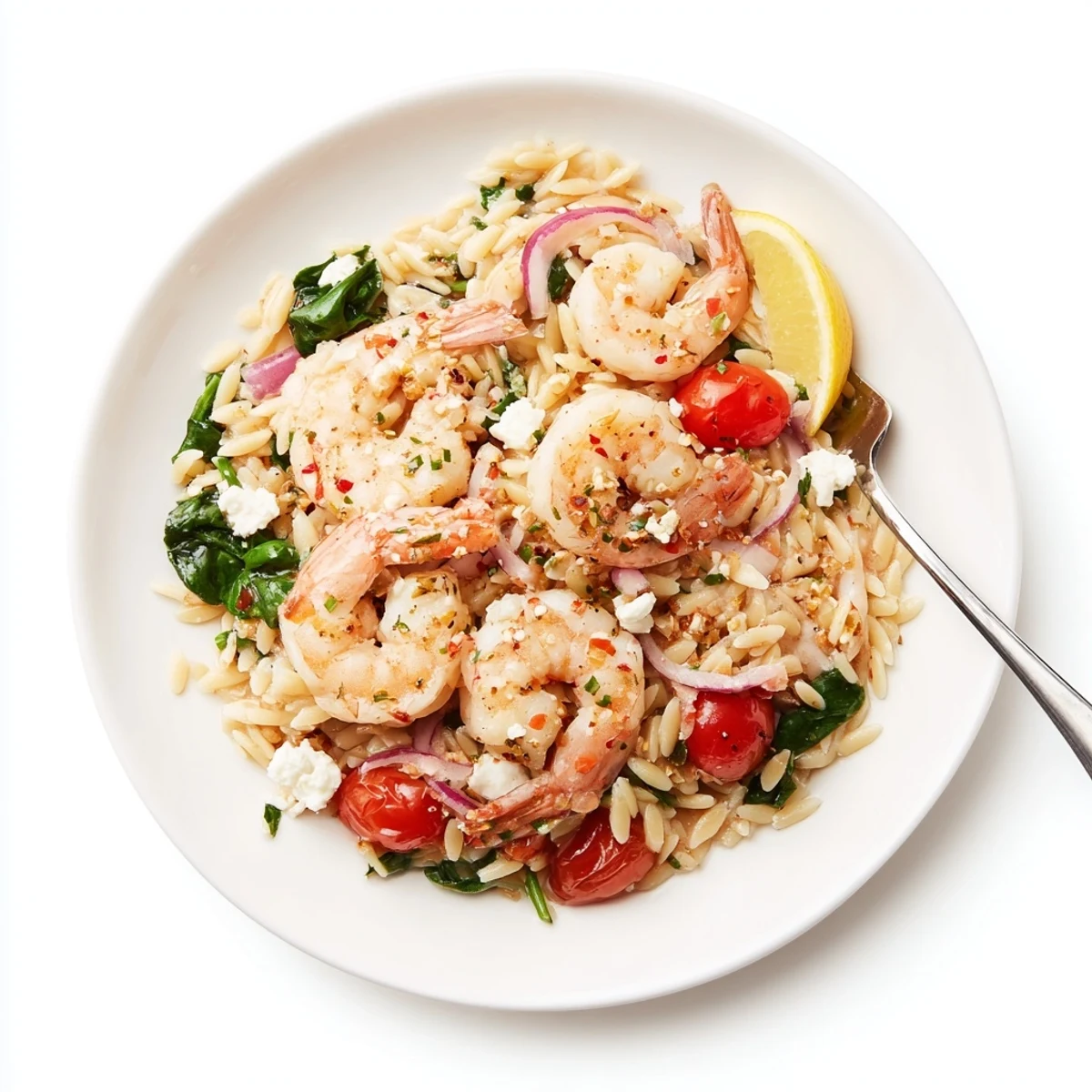 Lemon Feta Orzo Shrimp Recipe with bright lemon zest, creamy feta, served warm