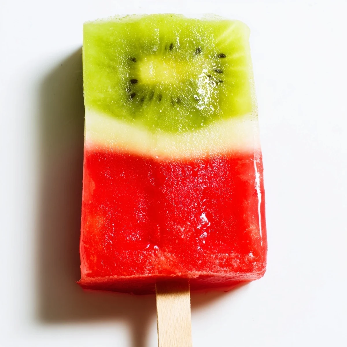 Vibrant watermelon kiwi fruit pops layered with pink and green frozen swirls