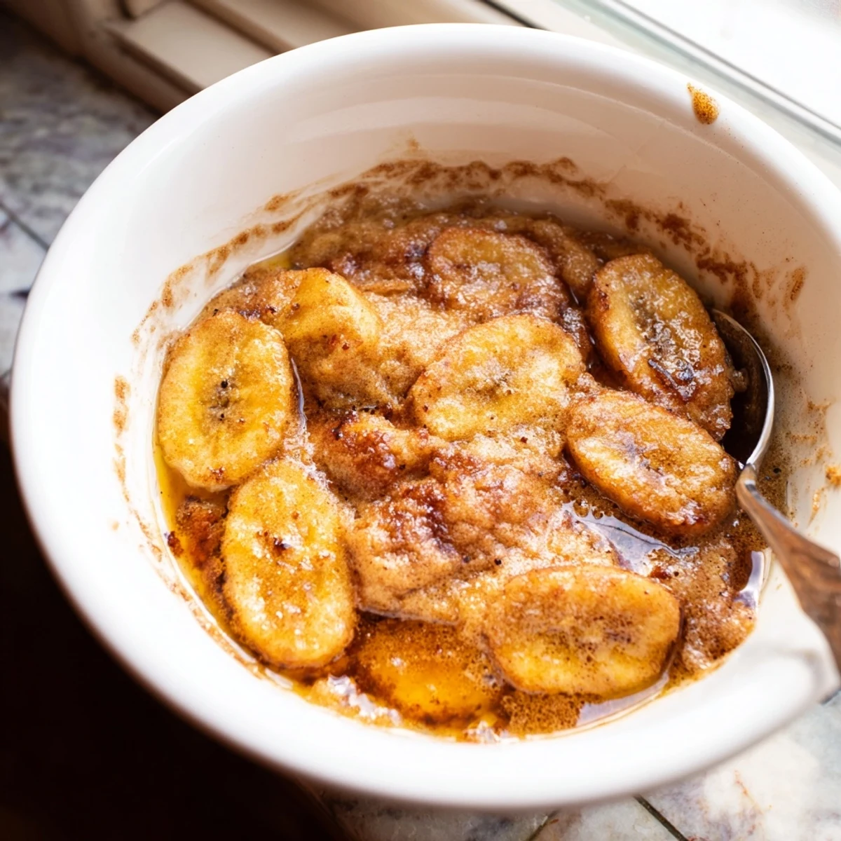 Golden Southern banana cobbler with bubbling caramelized fruit and a buttery biscuit crust