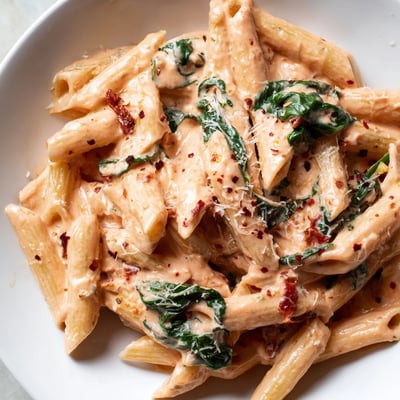 Creamy Sun Dried Tomato Spinach Pasta