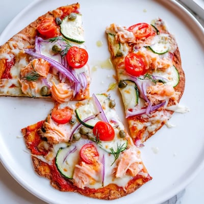 Salmon Tortilla Pizza